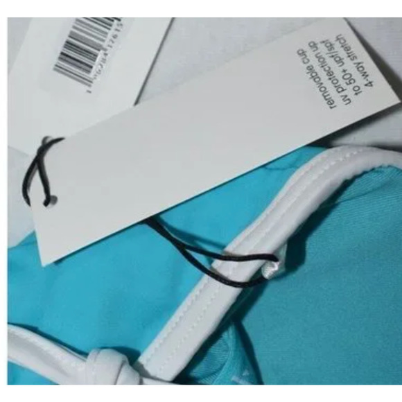 Calvin Klein V-Wire Bandeau Halter Tankini Top Swim Tropical Blue Large NWT - Picture 7 of 8